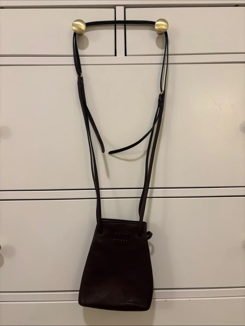 Miu Miu Napa Leather Mini Bag in Dark Brown - Picture 3 of 11